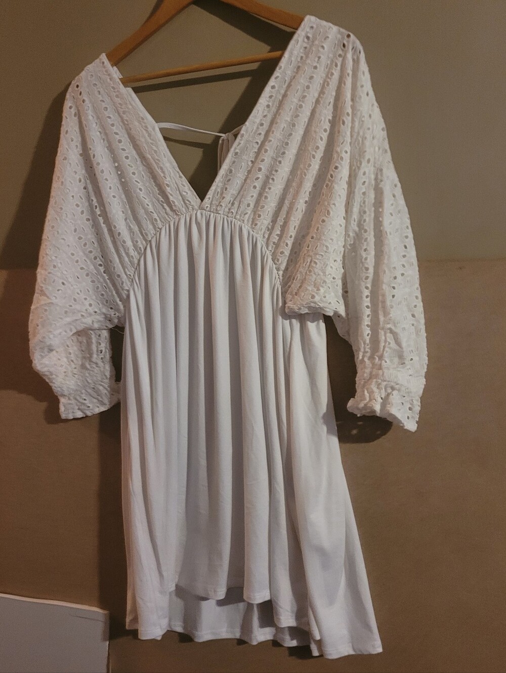 Ninexis White Eyelet Babydoll Dress Lg